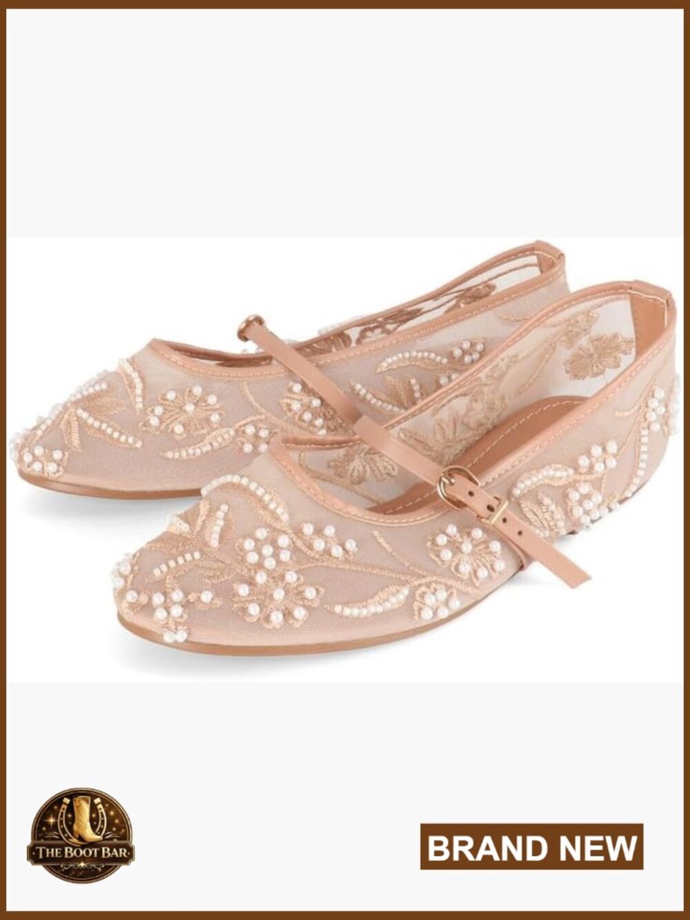 Women's Floral Mesh Ballet Flats with Strap - Round Toe, Slip On, Breathable,